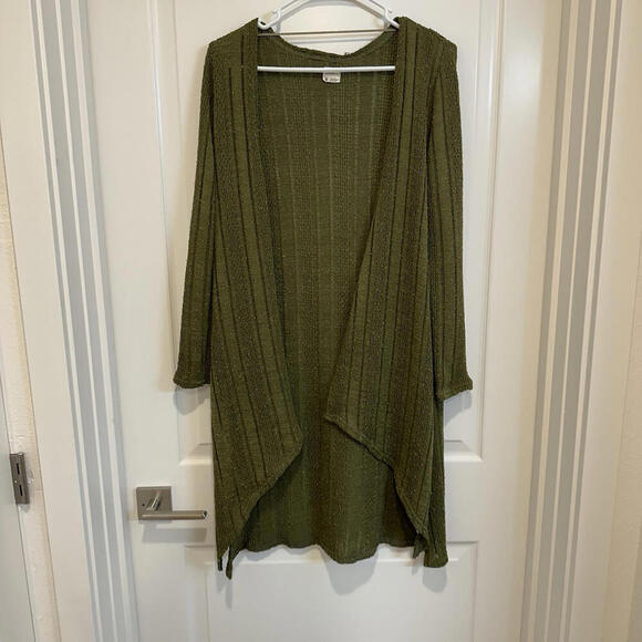 Open Front Cardigan Sweater O’Neill Women’s M Olive Green Knit Boho Lightweight - Picture 1 of 15
